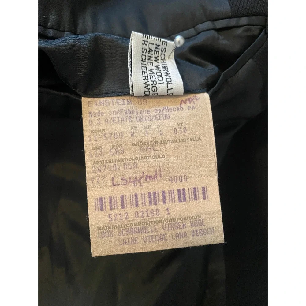 Hugo Boss Blazer Mens 46L Black Einstein US 100% Virgin Wool 3-Button USA Made